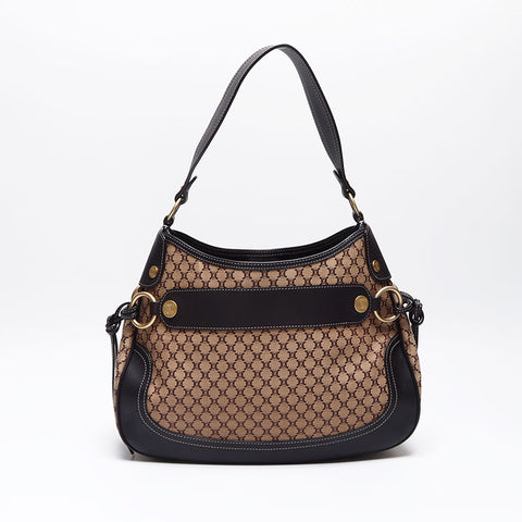 セリーヌ CELINE マカダム キャンバス ハンドバッグ ブラウン WS14012