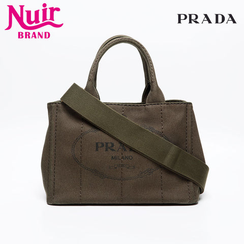 PRADA Canapa 2WAY Shoulder Bag Handbag khaki WS14014