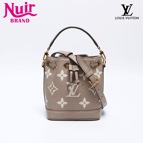 LOUIS VUITTON Monogram Empreinte Amp Nano Noe Tourterelle Crème Shoulder Bag beige WS14021