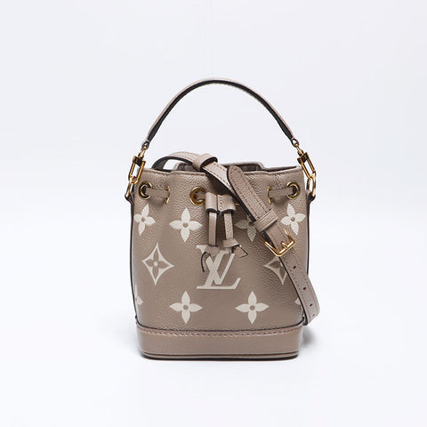 LOUIS VUITTON Monogram Empreinte Amp Nano Noe Tourterelle Crème Shoulder Bag beige WS14021