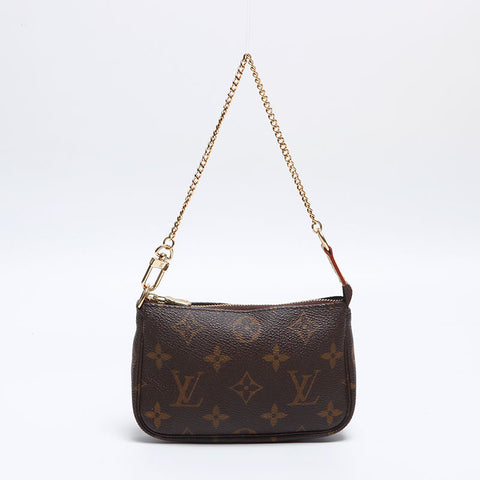 LOUIS VUITTON Monogram Mini Pochette Accessoires Handbag Brown WS14022