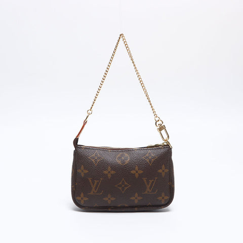 LOUIS VUITTON Monogram Mini Pochette Accessoires Handbag Brown WS14022