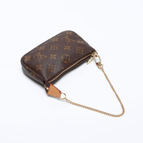 LOUIS VUITTON Monogram Mini Pochette Accessoires Handbag Brown WS14022