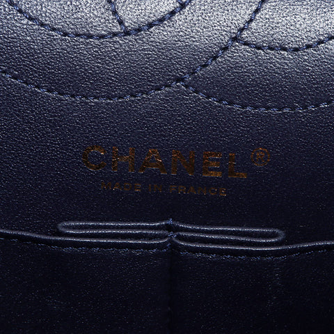 CHANEL Tweed 2.55 Multicolor Double Flap Shoulder Bag Navy WS14024