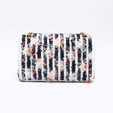 CHANEL Tweed 2.55 Multicolor Double Flap Shoulder Bag Navy WS14024
