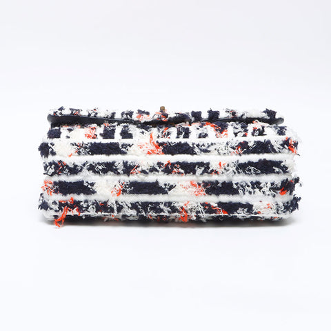 CHANEL Tweed 2.55 Multicolor Double Flap Shoulder Bag Navy WS14024