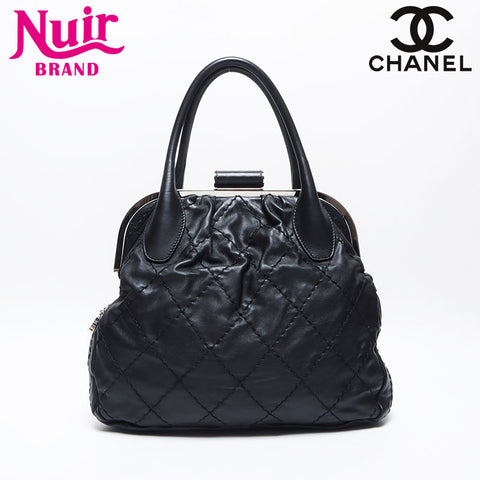 シャネル CHANEL がま口 ワイルドステッチ 11番台 2007-2008 ハンドバッグ ブラック WS14031