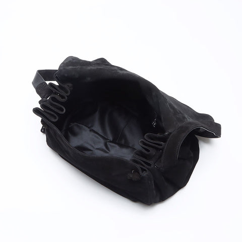 CHANEL No. 3 Suede Triple Coco Mark 1994-1996 Shoulder Bag black WS14032
