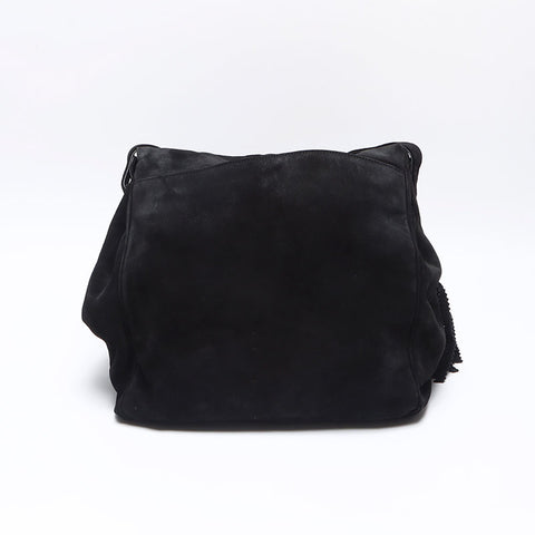 CHANEL No. 3 Suede Triple Coco Mark 1994-1996 Shoulder Bag black WS14032