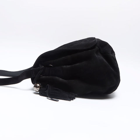 CHANEL No. 3 Suede Triple Coco Mark 1994-1996 Shoulder Bag black WS14032