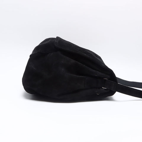 CHANEL No. 3 Suede Triple Coco Mark 1994-1996 Shoulder Bag black WS14032