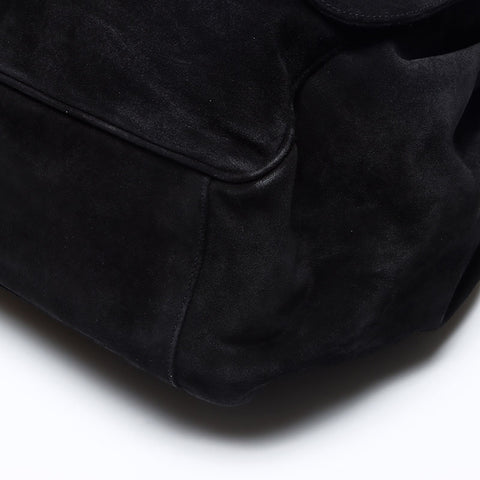 CHANEL No. 3 Suede Triple Coco Mark 1994-1996 Shoulder Bag black WS14032