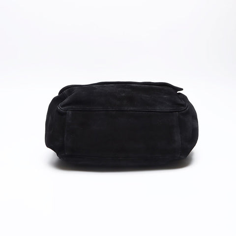 CHANEL No. 3 Suede Triple Coco Mark 1994-1996 Shoulder Bag black WS14032