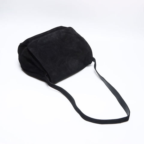 CHANEL No. 3 Suede Triple Coco Mark 1994-1996 Shoulder Bag black WS14032