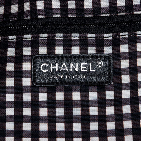 シャネル CHANEL 14番台 キャンバス ココマーク ギンガムチェック 2010-2011 ボストンバッグ ブラック ホワイト WS14034