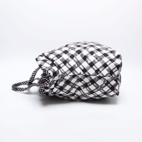 シャネル CHANEL 14番台 キャンバス ココマーク ギンガムチェック 2010-2011 ボストンバッグ ブラック ホワイト WS14034