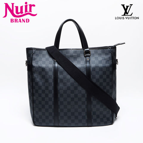 LOUIS VUITTON Damier Tadao PM Damier Graphite 2009 Tote Bag black WS14035