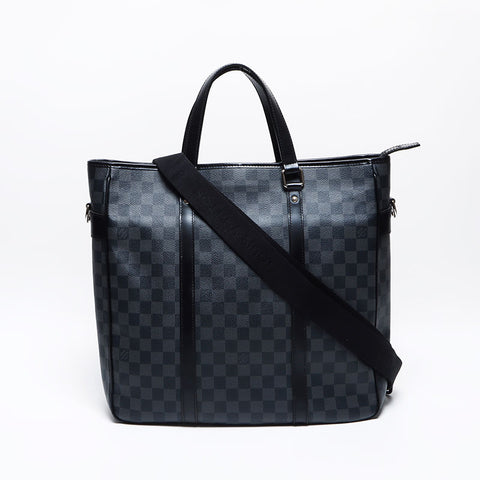 LOUIS VUITTON Damier Tadao PM Damier Graphite 2009 Tote Bag black WS14035