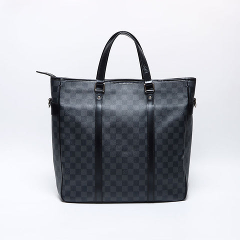LOUIS VUITTON Damier Tadao PM Damier Graphite 2009 Tote Bag black WS14035