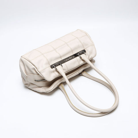 シャネル CHANEL チョコバー レザー ミニボストンバッグ ボーリングバッグ 10番台 2005-2006 ショルダーバッグ ホワイト WS14037