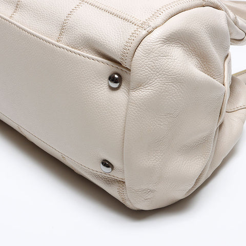 シャネル CHANEL チョコバー レザー ミニボストンバッグ ボーリングバッグ 10番台 2005-2006 ショルダーバッグ ホワイト WS14037