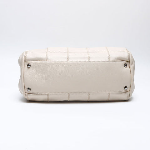 シャネル CHANEL チョコバー レザー ミニボストンバッグ ボーリングバッグ 10番台 2005-2006 ショルダーバッグ ホワイト WS14037