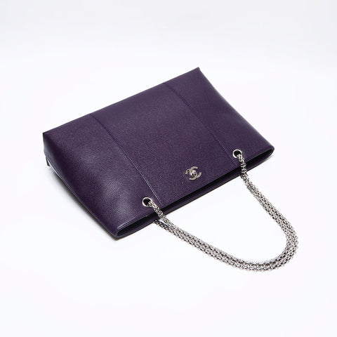 CHANEL Caviar Skin COCO Mark Chain 6th Series 2000-2001 Shoulder Bag purple WS14038