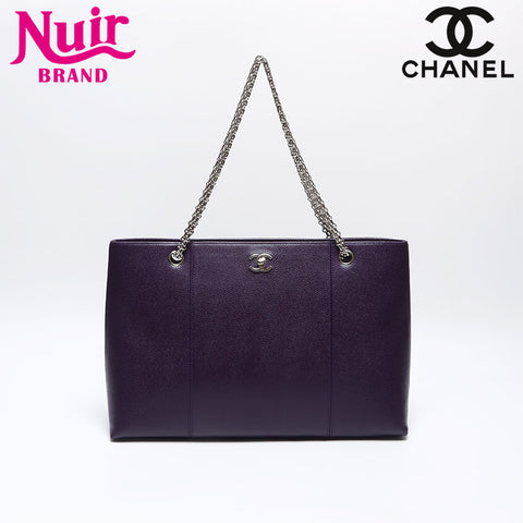 CHANEL Caviar Skin COCO Mark Chain 6th Series 2000-2001 Shoulder Bag purple WS14038