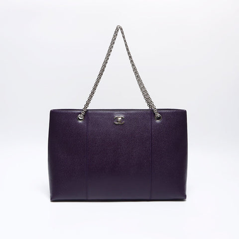 CHANEL Caviar Skin COCO Mark Chain 6th Series 2000-2001 Shoulder Bag purple WS14038