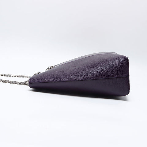 CHANEL Caviar Skin COCO Mark Chain 6th Series 2000-2001 Shoulder Bag purple WS14038