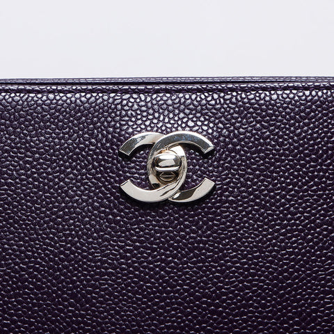 CHANEL Caviar Skin COCO Mark Chain 6th Series 2000-2001 Shoulder Bag purple WS14038