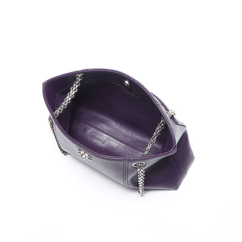 CHANEL Caviar Skin COCO Mark Chain No.6 Small 2000-2001 Shoulder Bag purple WS14039