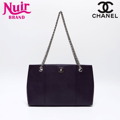 CHANEL Caviar Skin COCO Mark Chain No.6 Small 2000-2001 Shoulder Bag purple WS14039