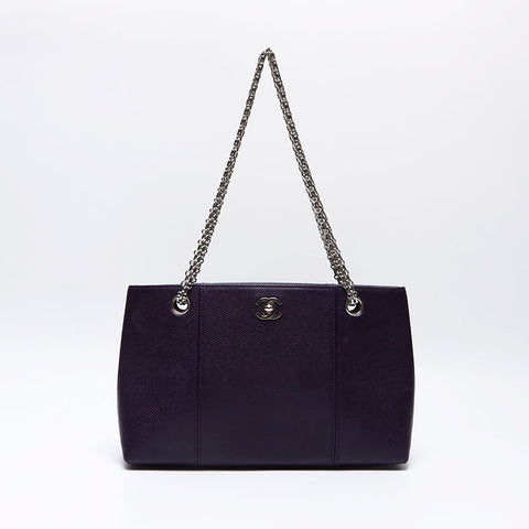 CHANEL Caviar Skin COCO Mark Chain No.6 Small 2000-2001 Shoulder Bag purple WS14039