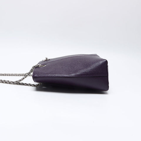 CHANEL Caviar Skin COCO Mark Chain No.6 Small 2000-2001 Shoulder Bag purple WS14039