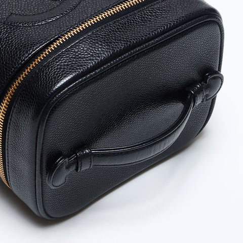 CHANEL Caviar Skin Vertical Vanity COCO Mark 6th Series 2000-2001 Handbag black WS14040