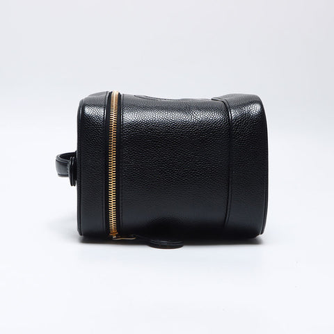 CHANEL Caviar Skin Vertical Vanity COCO Mark 6th Series 2000-2001 Handbag black WS14040
