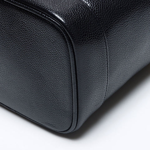 CHANEL Caviar Skin Vertical Vanity COCO Mark 6th Series 2000-2001 Handbag black WS14040
