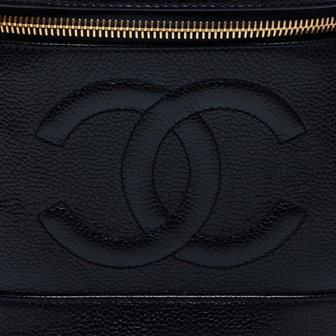 CHANEL Caviar Skin Vertical Vanity COCO Mark 6th Series 2000-2001 Handbag black WS14040