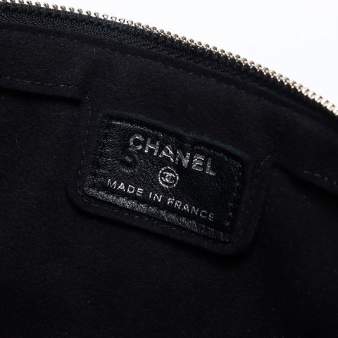 CHANEL 25th Chevron Mirror Silver COCO Mark 2017 Clutch bag black WS14041
