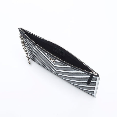 CHANEL 25th Chevron Mirror Silver COCO Mark 2017 Clutch bag black WS14041
