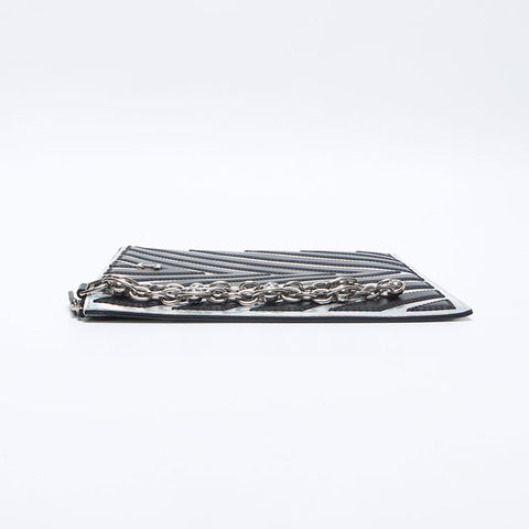 CHANEL 25th Chevron Mirror Silver COCO Mark 2017 Clutch bag black WS14041
