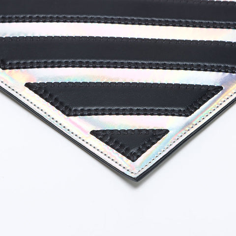CHANEL 25th Chevron Mirror Silver COCO Mark 2017 Clutch bag black WS14041