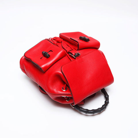 GUCCI Bamboo leather Backpack Â· Daypack Red WS14043