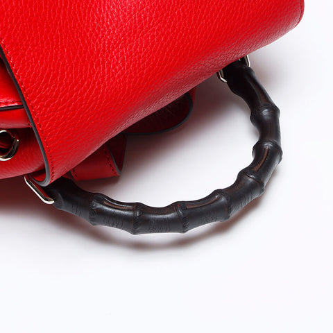 GUCCI Bamboo leather Backpack Â· Daypack Red WS14043