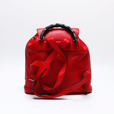 GUCCI Bamboo leather Backpack Â· Daypack Red WS14043