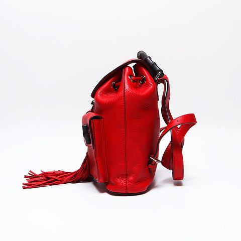 GUCCI Bamboo leather Backpack Â· Daypack Red WS14043