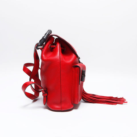 GUCCI Bamboo leather Backpack Â· Daypack Red WS14043