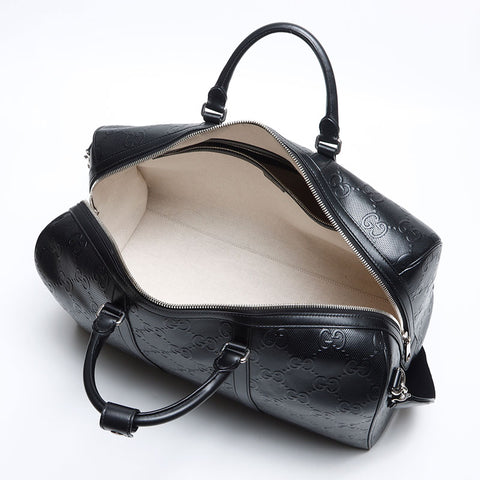 GUCCI GG embossed leather 2way Boston bag black WS14050