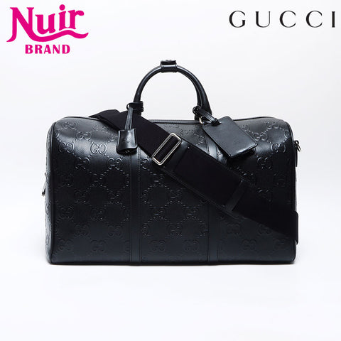GUCCI GG embossed leather 2way Boston bag black WS14050